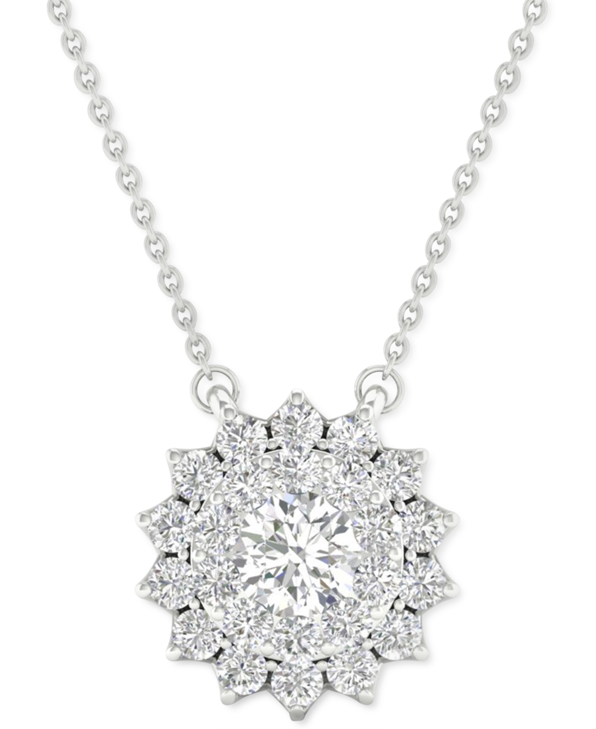 Lab Grown Diamond Sunburst 18" Pendant Necklace (1/2 ct. t.w.) in Sterling Silver - Sterling Silver