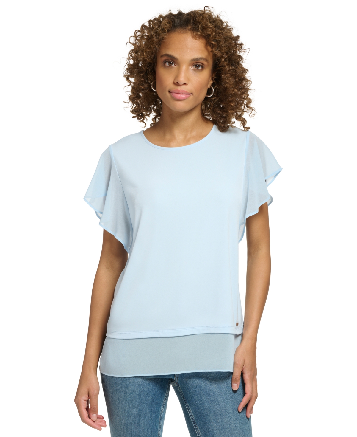 Calvin klein flutter sleeve top deals