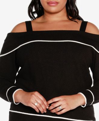 Black Label Plus Size Off-The-Shoulder Sweater