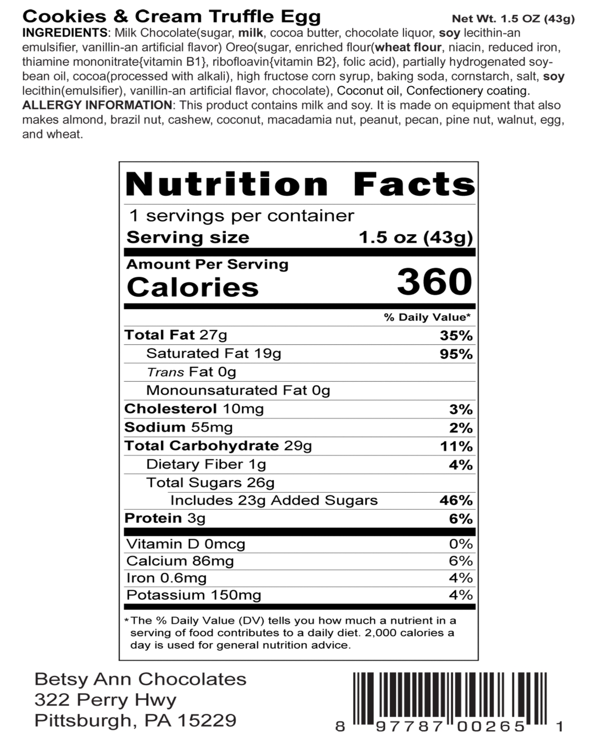 Betsy Ann Chocolates Chocolate Easter Egg Assortment Set, 12 Piece