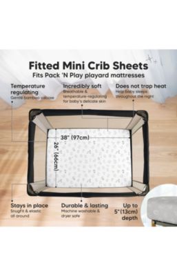 2-Pack Mini Crib Sheets, Pack and Play Sheets Fitted, Pack N Play Sheets, Organic Fitted Crib Sheet Cover