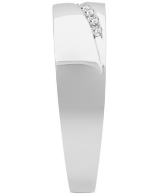 Men's Diamond Diagonal Wedding Band (1/10 ct. t.w.) in 14k White Gold