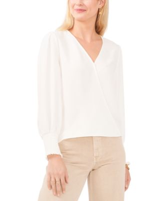 Vince Camuto - Women's V-Neck Overlap Long-Sleeve Top