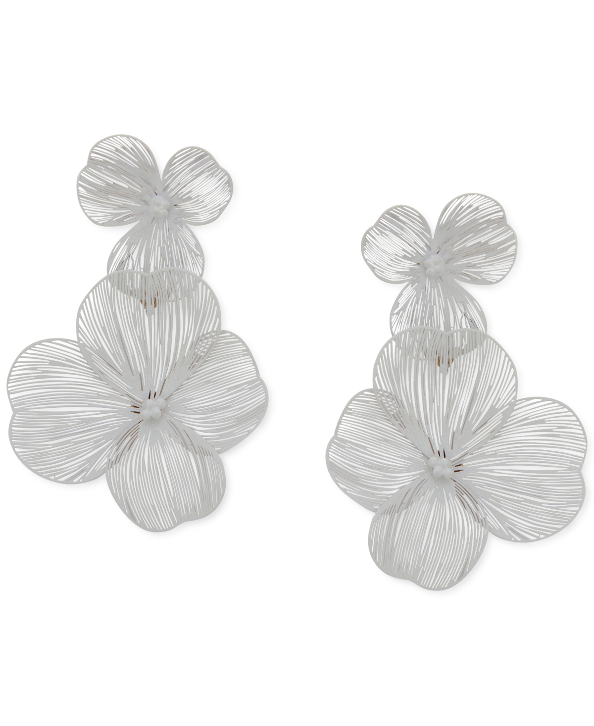 lonna & lilly Gold-Tone Color Artistic Flower Double Drop Earrings