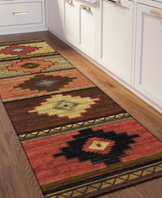 Phoenix Washable PH1 2'3" x 7'6" Runner Area Rug