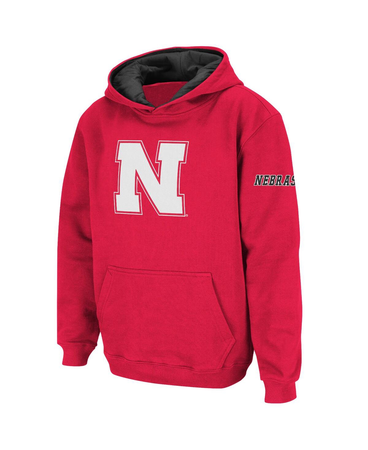 Colosseum Big Boys  Scarlet Nebraska Huskers Big Logo Pullover Hoodie In Scarlet