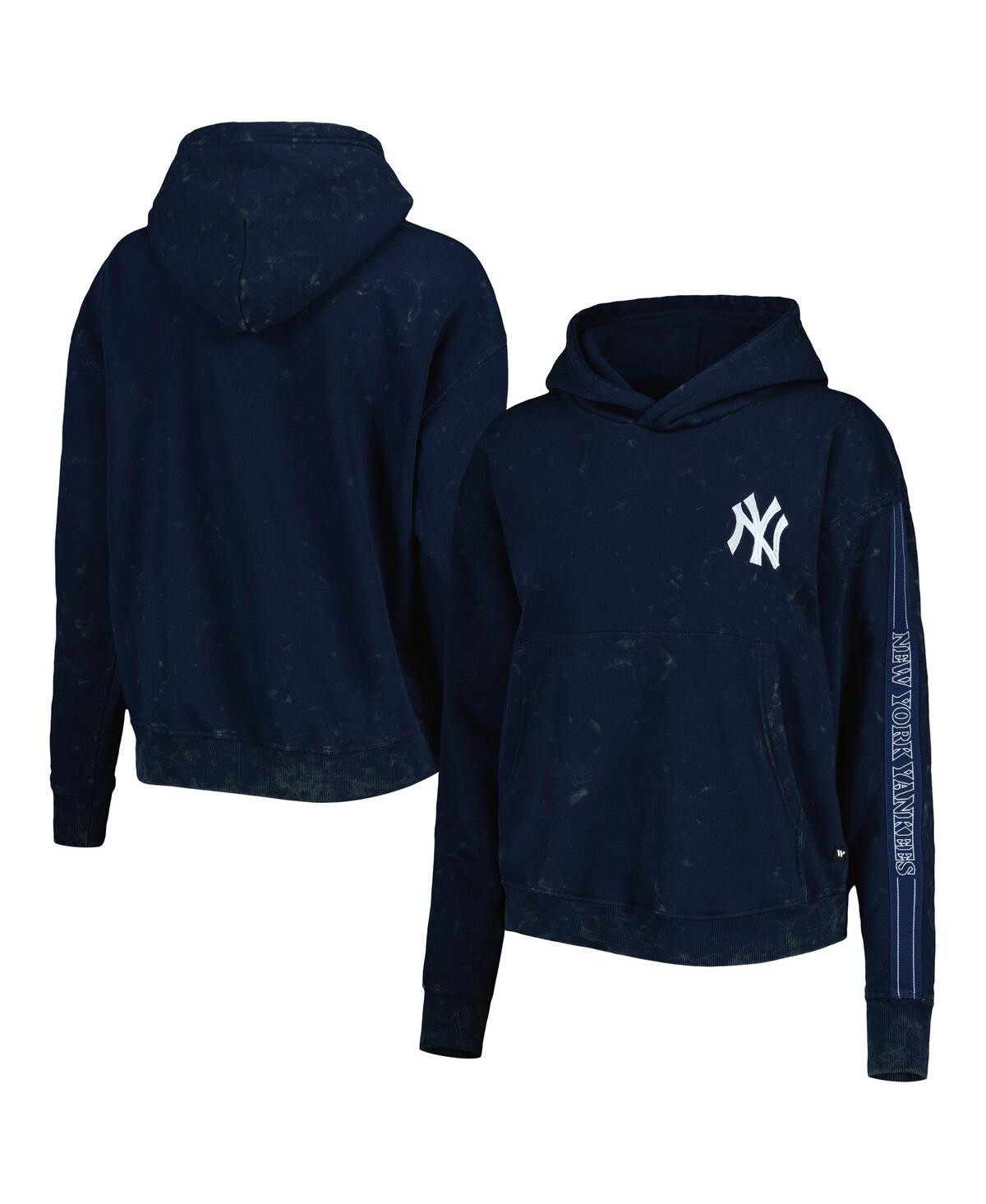 The Wild Collective Women's  Navy New York Yankees Marble Pullover Hoodie