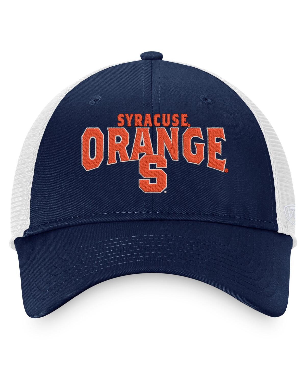 Shop Top Of The World Men's  Navy, White Syracuse Orange Breakout Trucker Snapback Hat In Navy,white