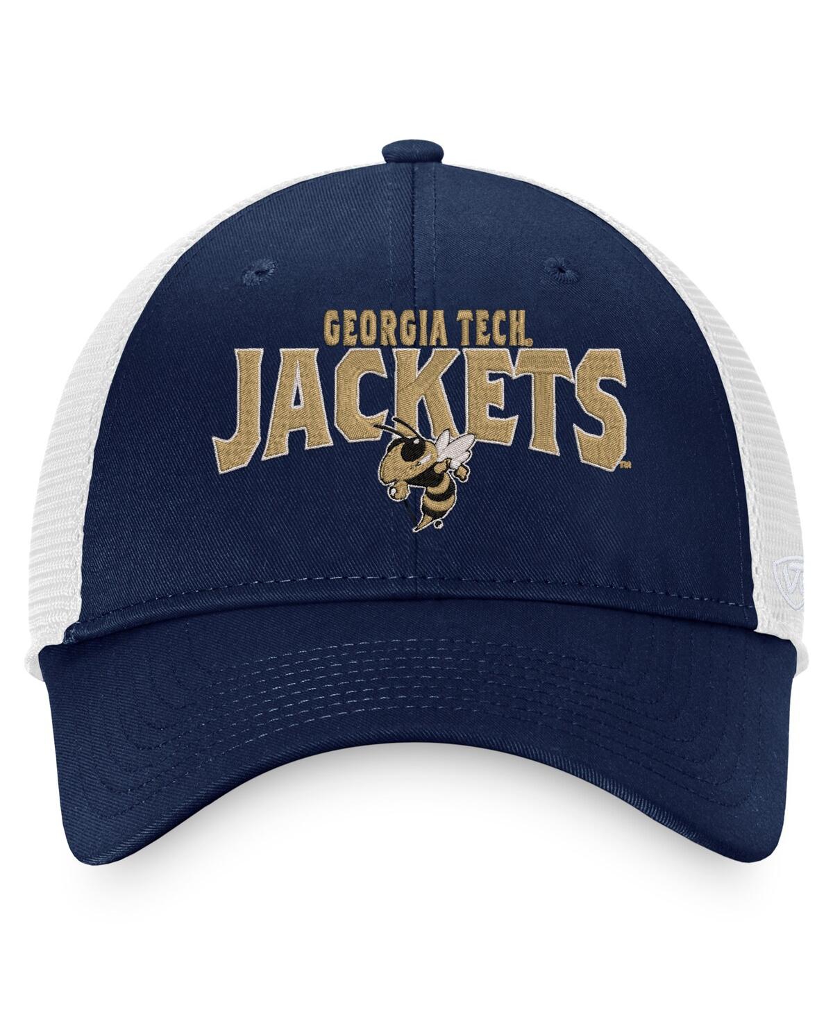 Shop Top Of The World Men's  Navy, White Georgia Tech Yellow Jackets Breakout Trucker Snapback Hat In Navy,white