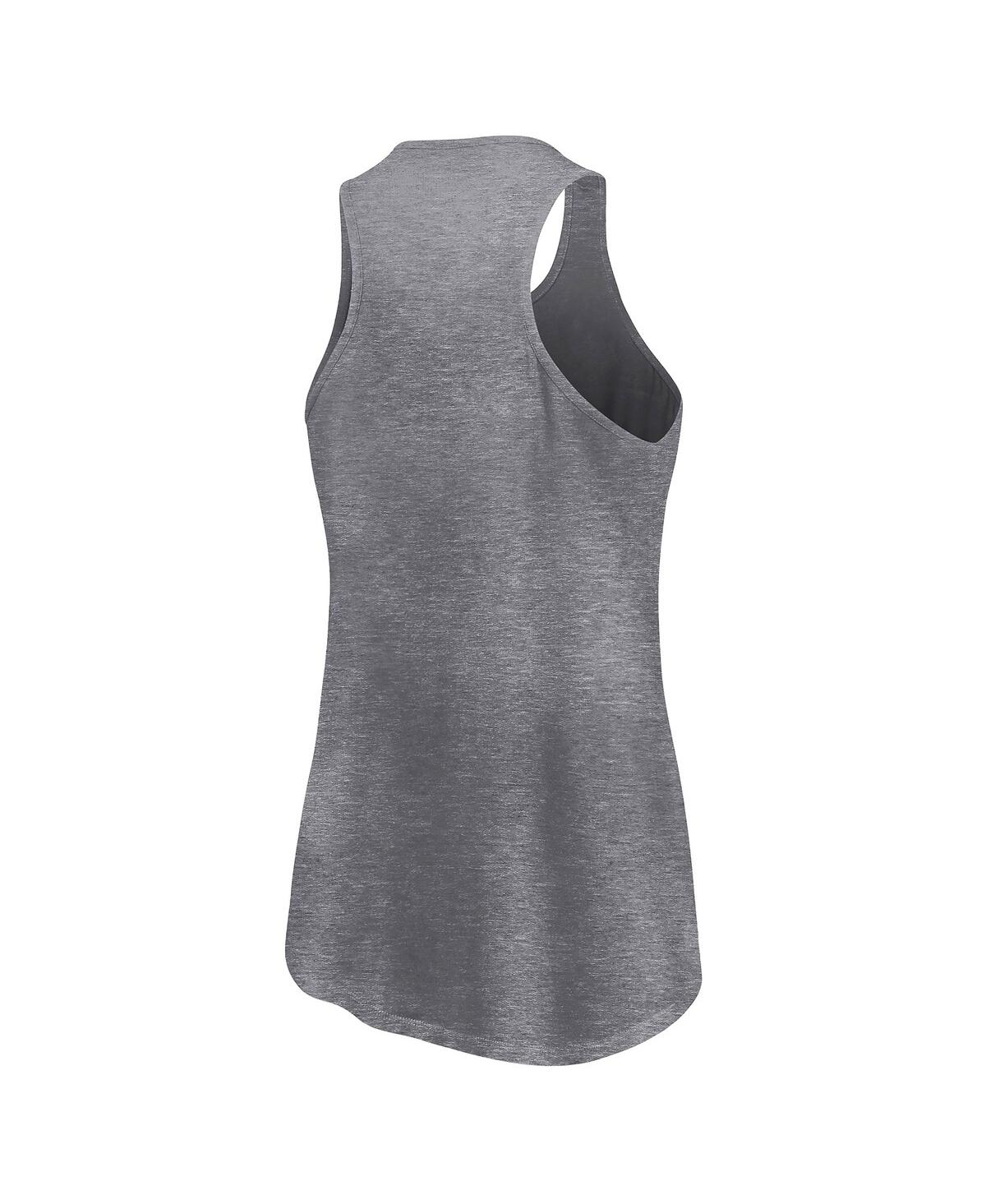 Fanatics Women's  Heather Gray New York Mets Simplicity Swing Racerback Scoop Neck Tank Top In Heather Gray