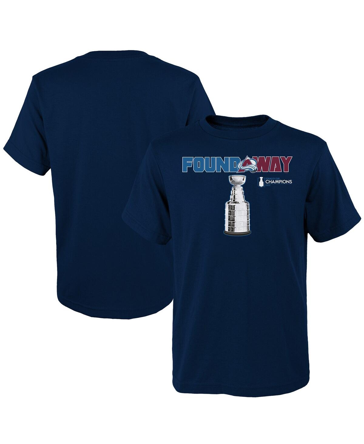 Fanatics Kids' Big Boys  Branded Navy Colorado Avalanche 2022 Stanley Cup Champions Celebration T-shirt