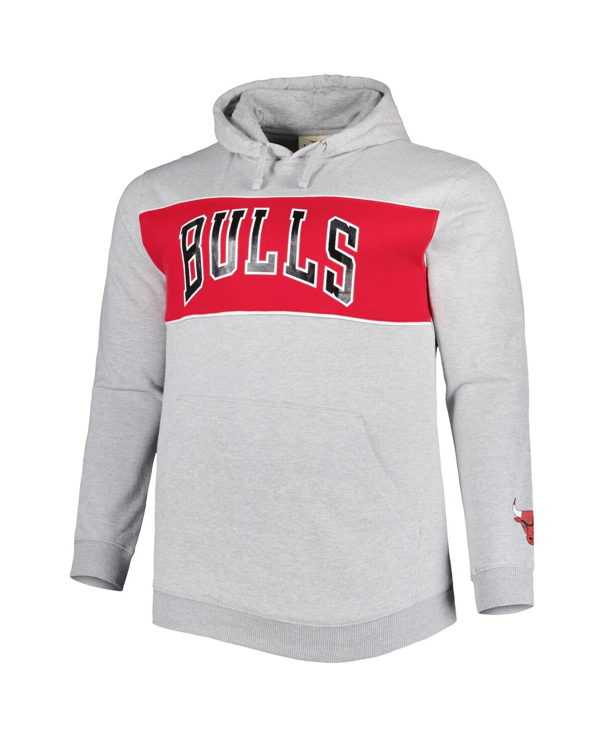 Men's FanaticsChicago Bulls Big and Tall Wordmark Pullover Hoodie - Heather Gray