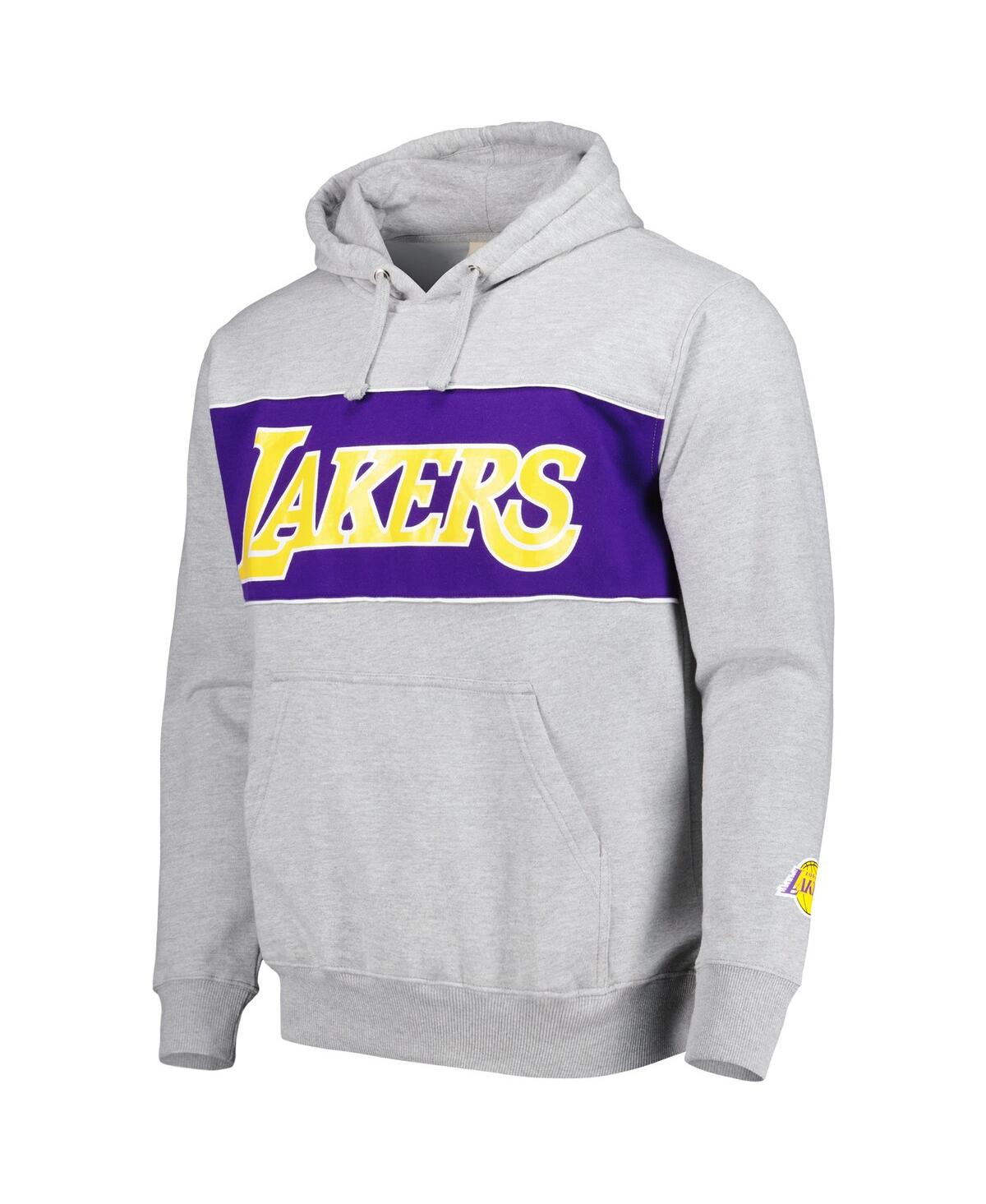 Shop Fanatics Men's  Heather Gray Los Angeles Lakers Wordmark French Terry Pullover Hoodie