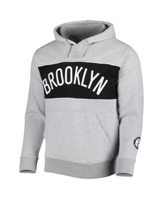 Men's Heather Gray Brooklyn Nets Wordmark French Terry Pullover Hoodie