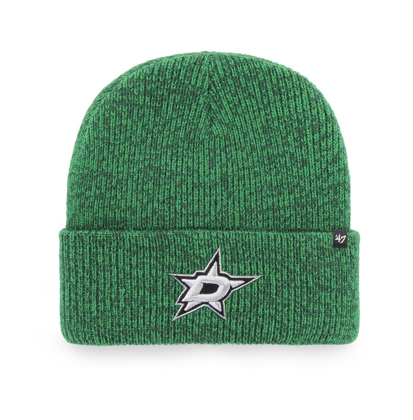 Мужская шапка '47 Brand Kelly Green Dallas Stars Brain Freeze Cuffed Knit Hat — фото 1