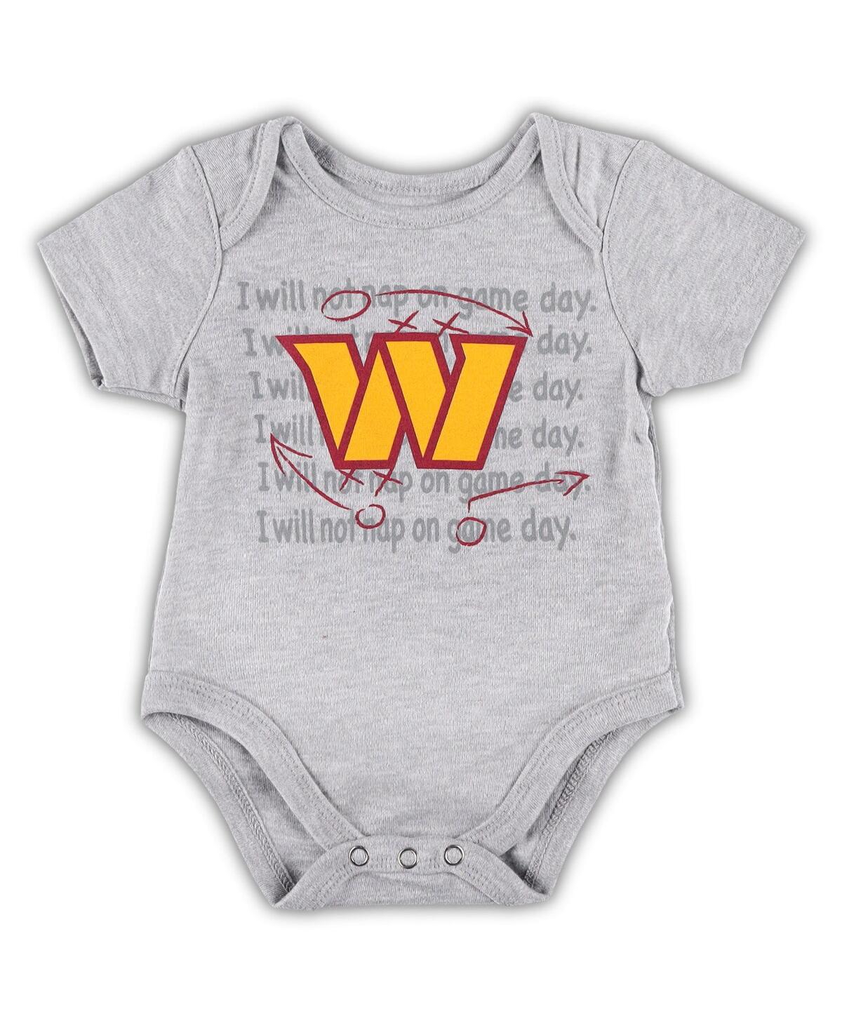 Newborn and Infant Boys and Girls Gold, Heather Gray Washington Commanders Three-Piece Eat Sleep Drool Bodysuit Set - Gold