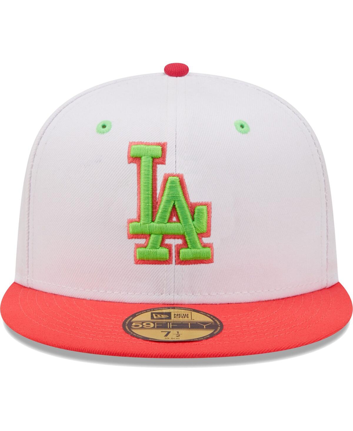 Men's New Era Coral Los Angeles Dodgers 100Th Anniversary Strawberry Lolli 59Fifty Fitted Hat - Coral