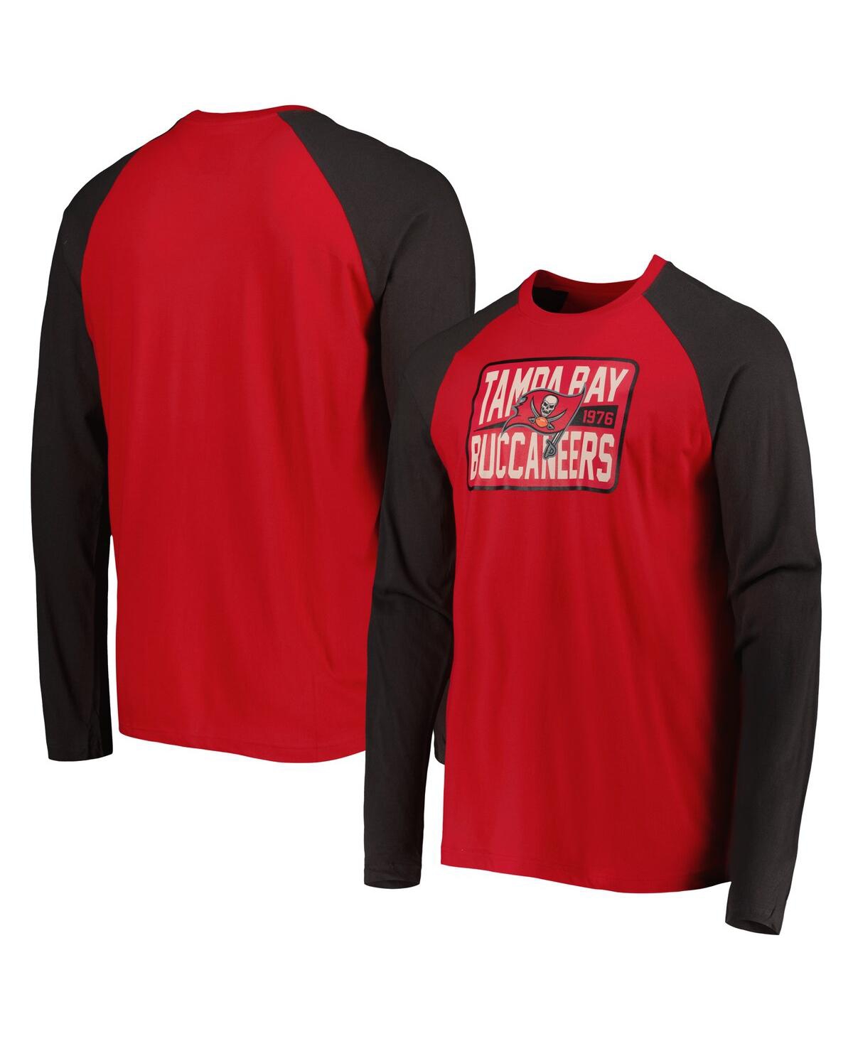 Shop New Era Men's  Red Tampa Bay Buccaneers Current Raglan Long Sleeve T-shirt