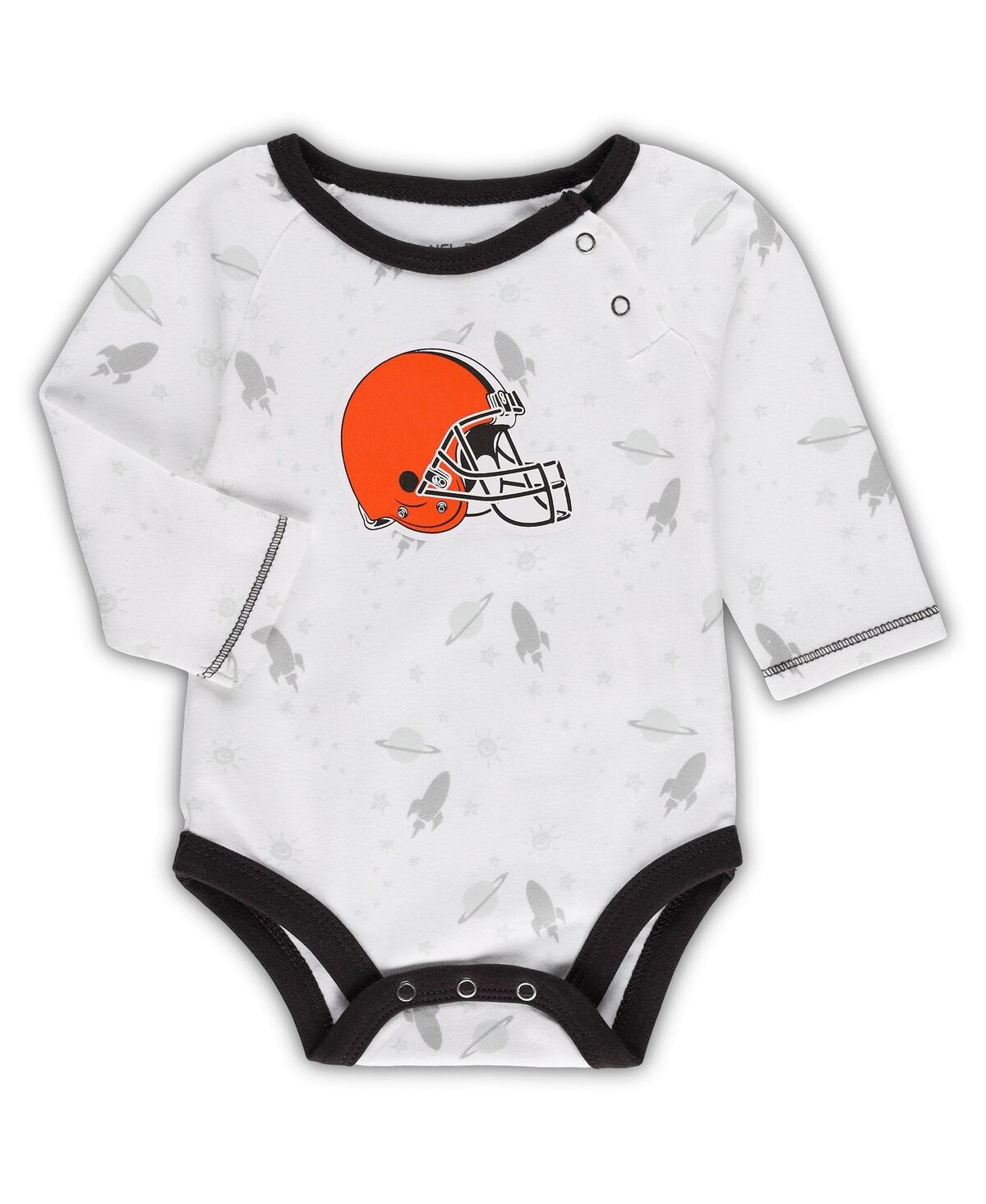 Shop Outerstuff Newborn And Infant Boys And Girls White, Brown Cleveland Browns Dream Team Onesie Pants And Hat Set In White,brown
