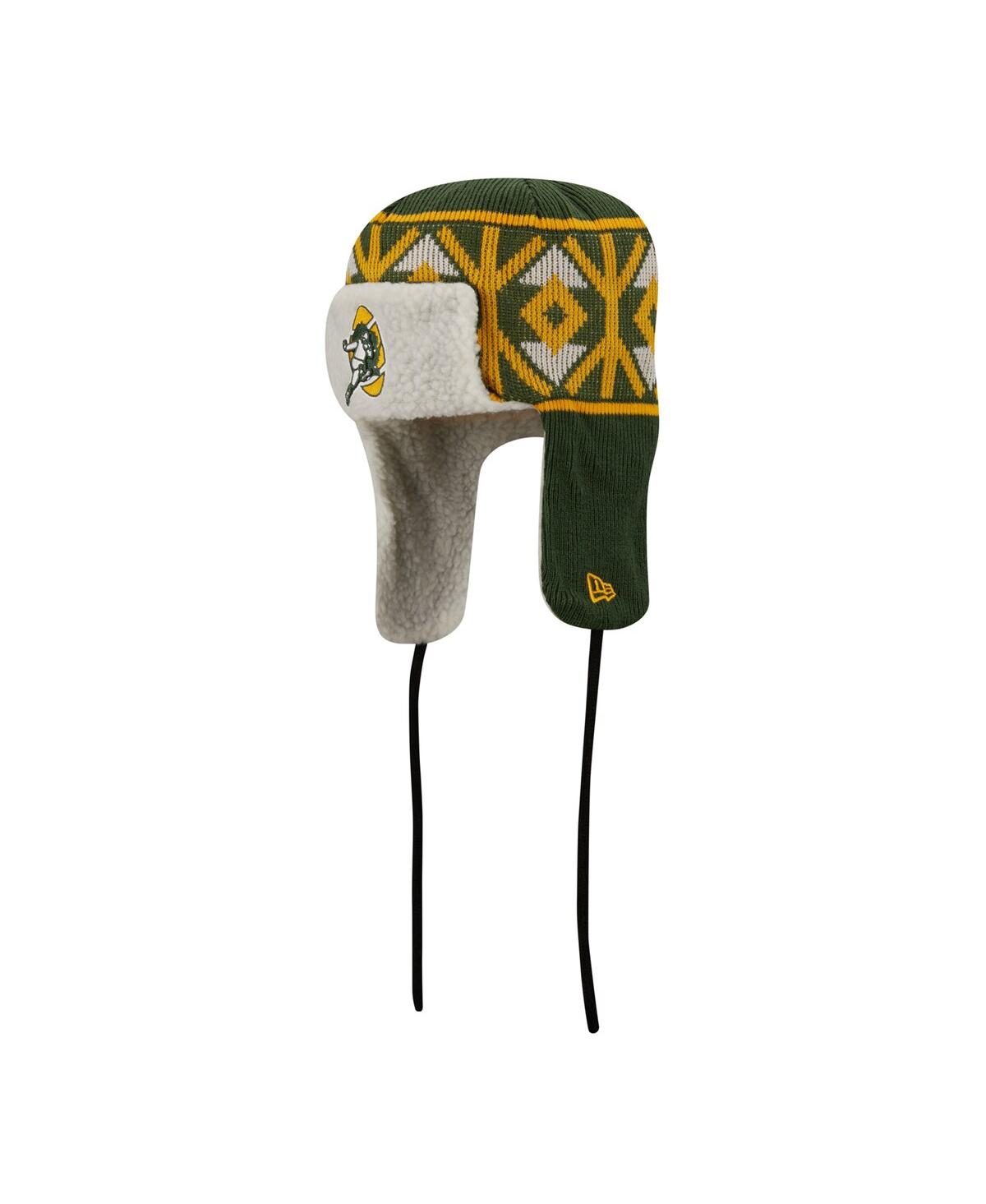 Shop New Era Men's  Green Green Bay Packers Historic Logo Knit Trapper Hat