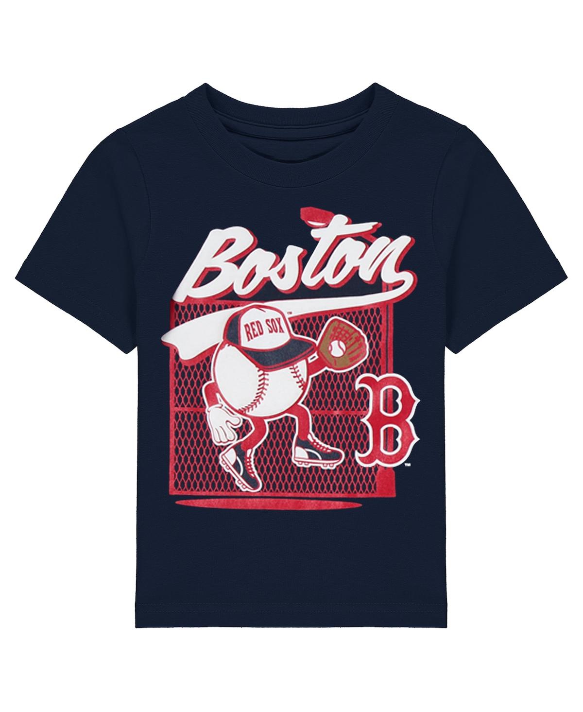 Outerstuff Babies' Infant Boys And Girls Navy Boston Red Sox On The Fence T-shirt