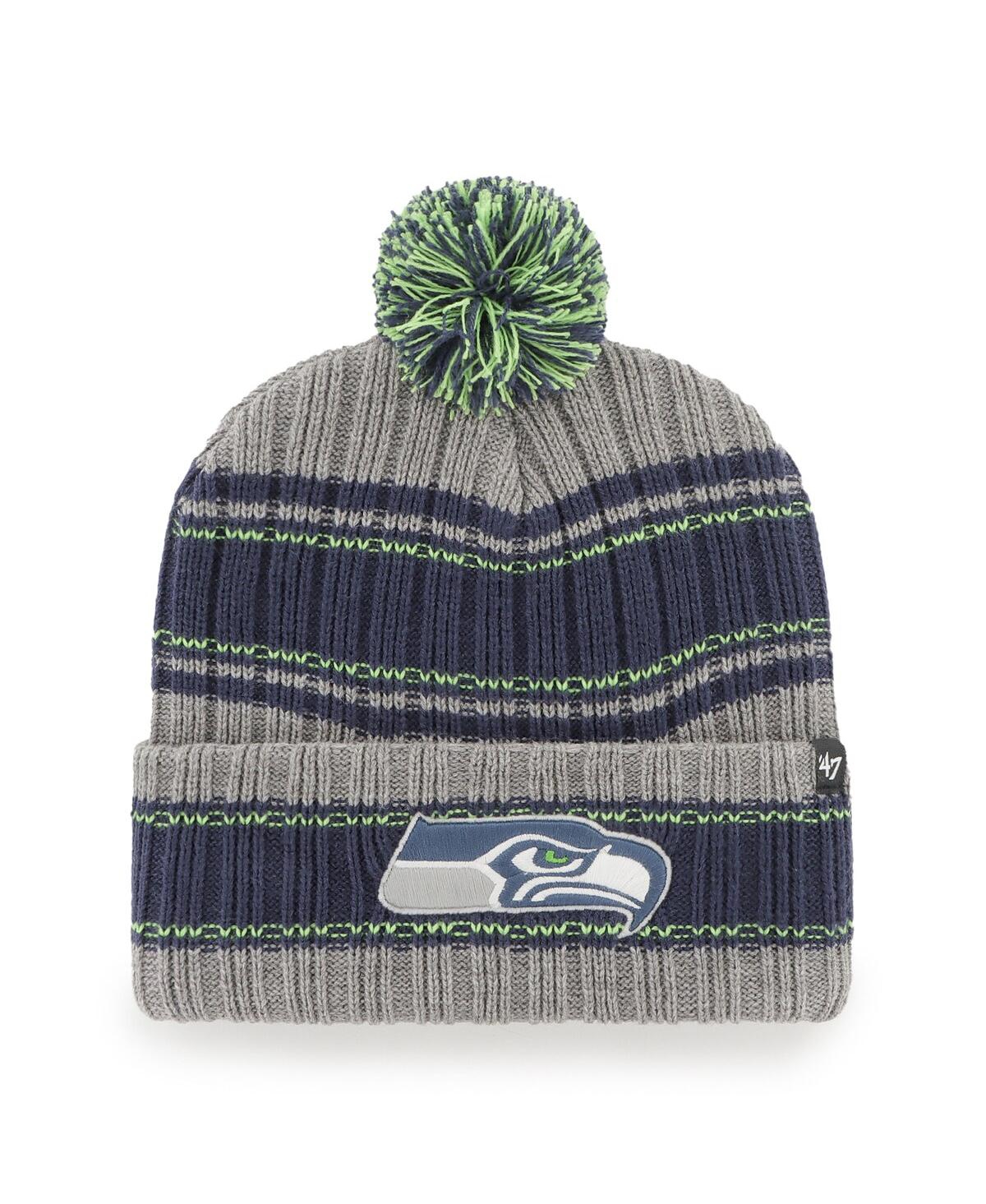 47 Brand Men's ' Graphite Seattle Seahawks Rexford Cuffed Knit Hat With Pom