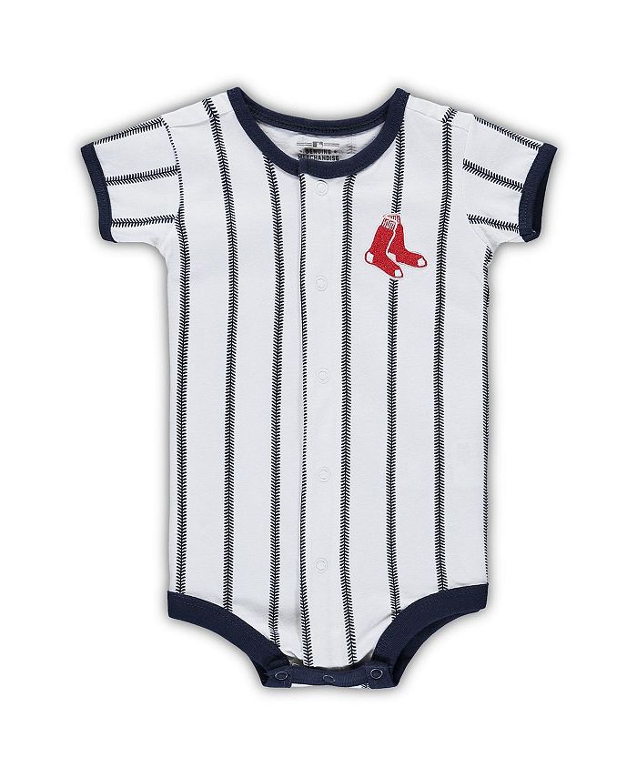 Outerstuff Newborn Boys and Girls White, Navy Boston Red Sox Power Hitter  Short Sleeve Bodysuit