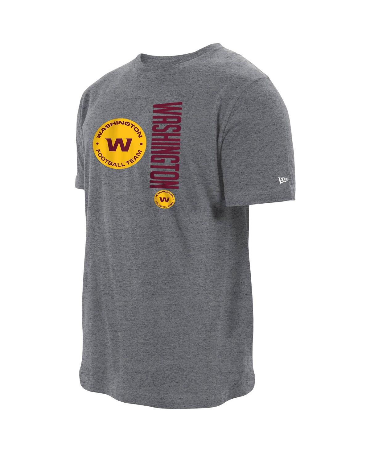 NEW ERA MEN'S NEW ERA HEATHERED GRAY WASHINGTON FOOTBALL TEAM SPLIT LOGO 2-HIT T-SHIRT 