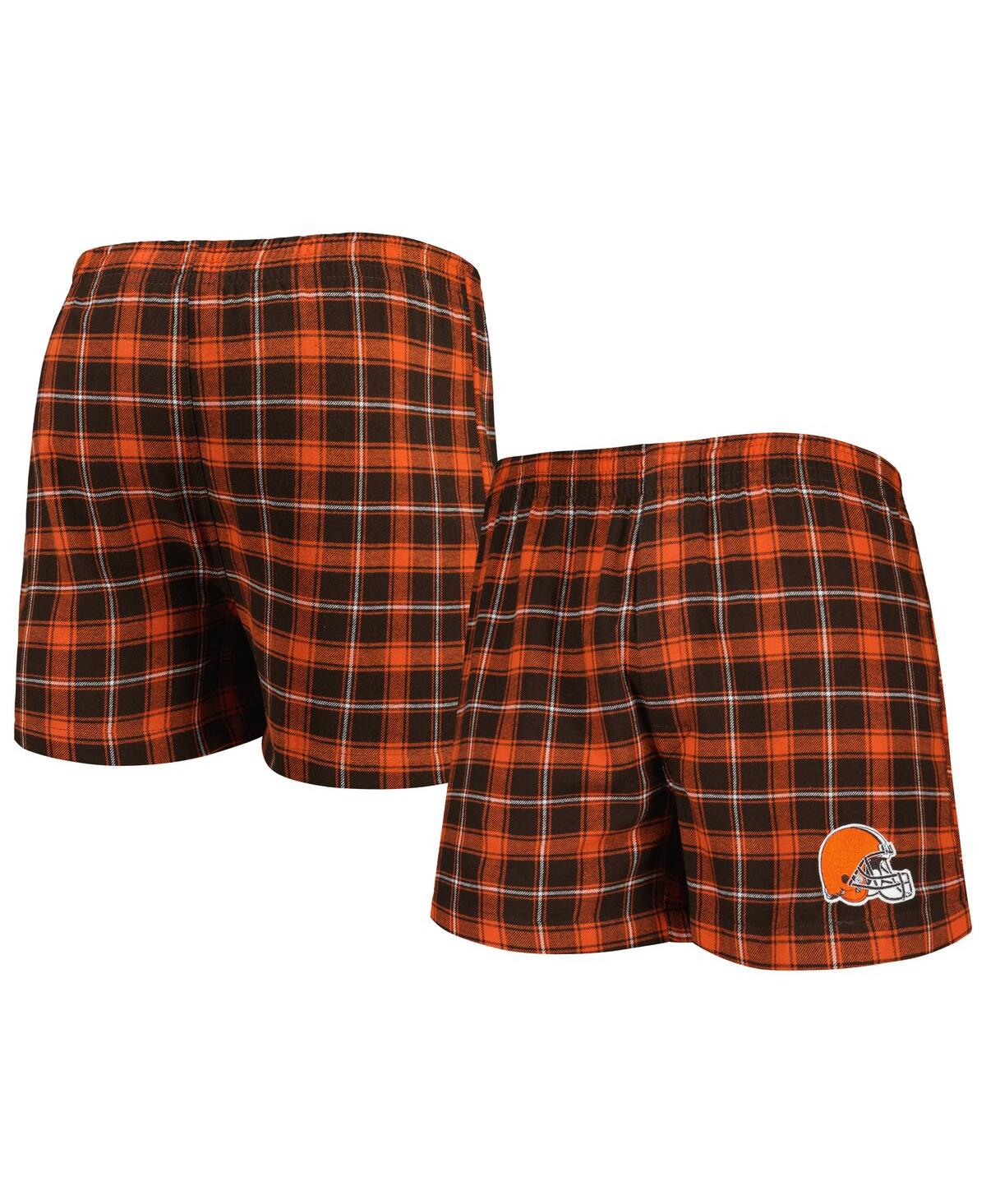 Concepts Sport Men's  Brown And Orange Cleveland Browns Ledger Flannel Boxers In Brown,orange