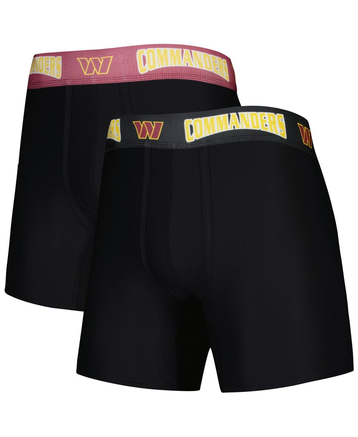 Shop Concepts Sport Men's  Black And Burgundy Washington Commanders 2-pack Boxer Briefs Set In Black,burgundy