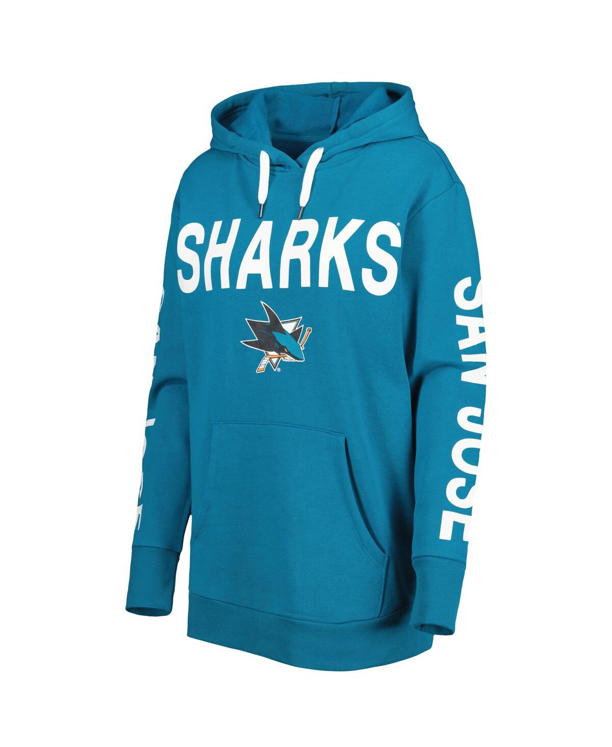 Shop G-iii 4her By Carl Banks Women's  Teal San Jose Sharks Extra Inning Pullover Hoodie