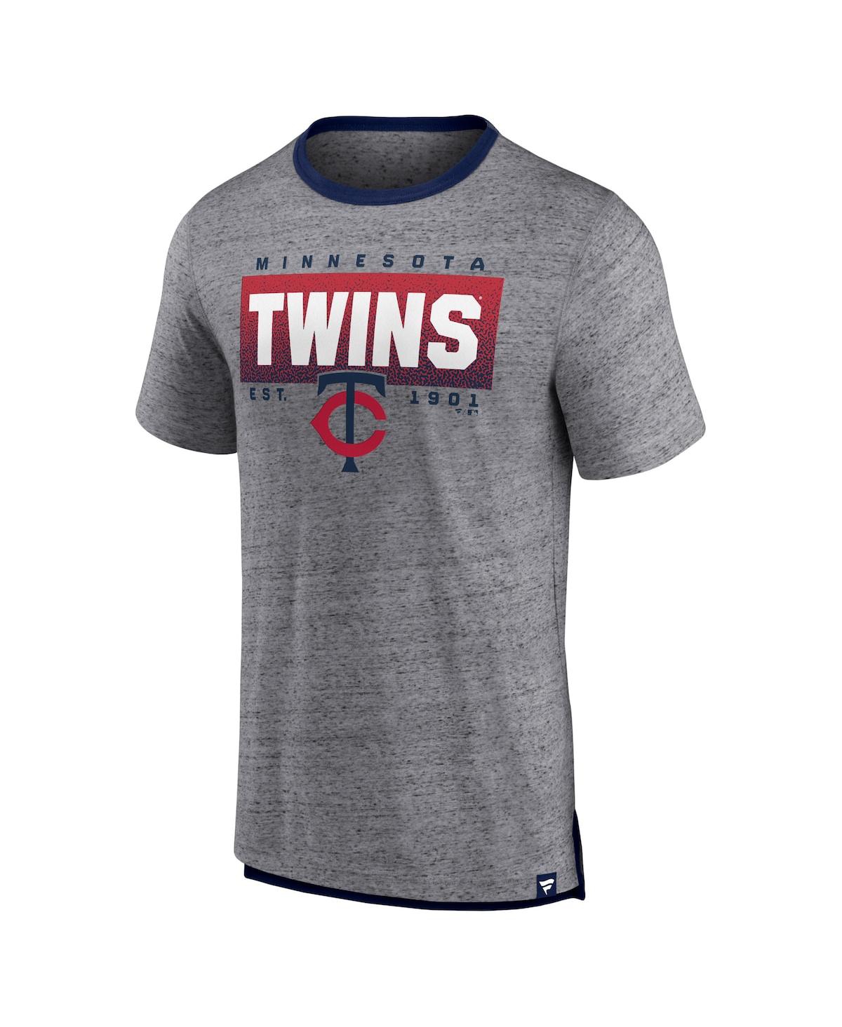 Fanatics Branded Heathered Gray Minnesota Twins Iconic Team Element Speckled Ringer T-shirt In Heathered Gray