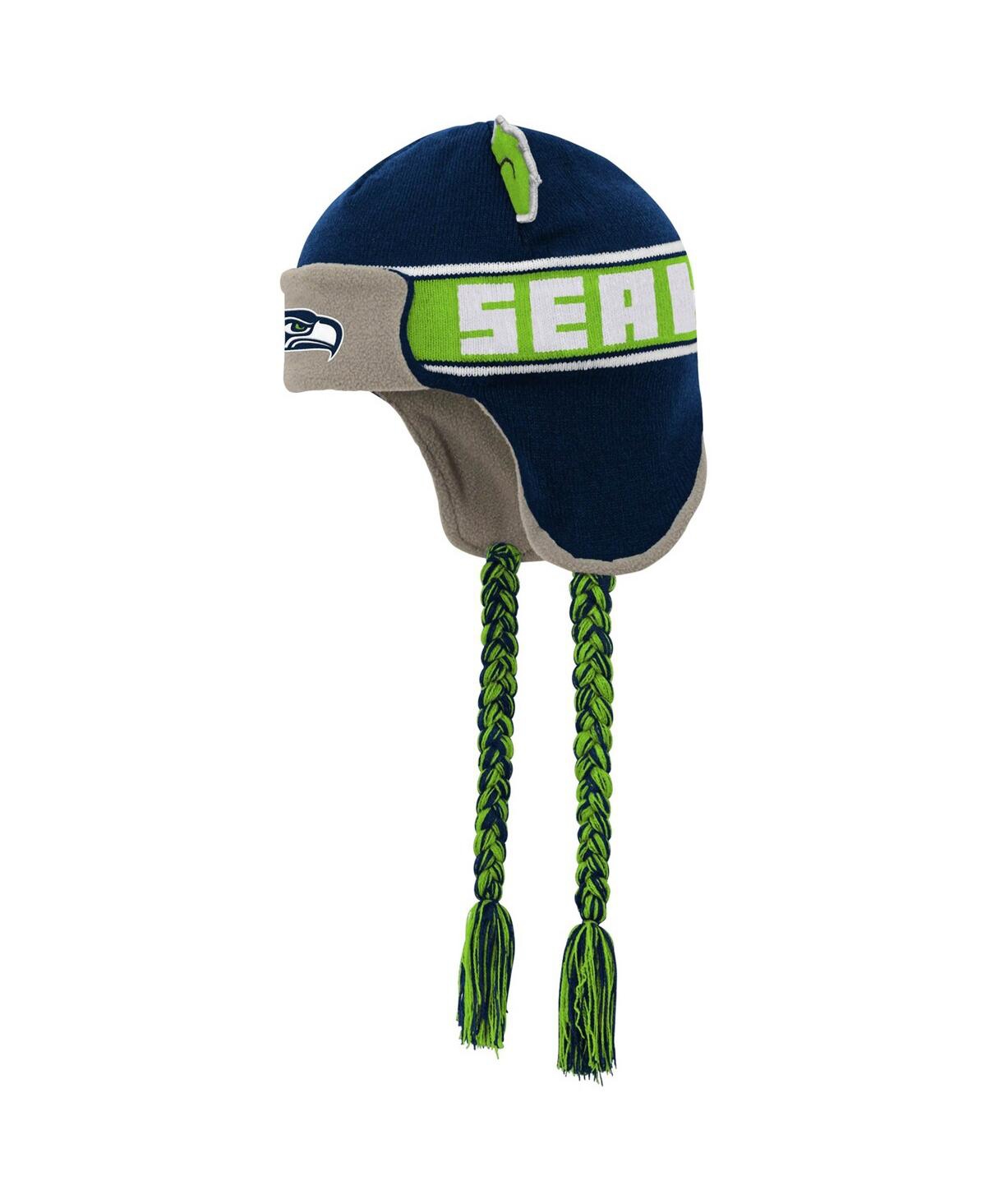 Little Boys and Girls CollegeSeattle Seahawks Wordmark Ears Trooper Knit Hat - Navy