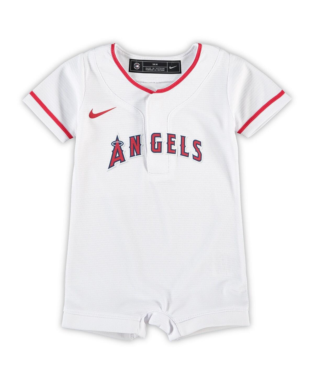 Shop Nike Newborn And Infant Boys And Girls  White Los Angeles Angels Official Jersey Romper