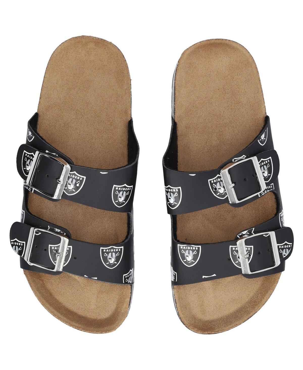 Foco Women's  Las Vegas Raiders Mini Print Double-buckle Sandals In Brown