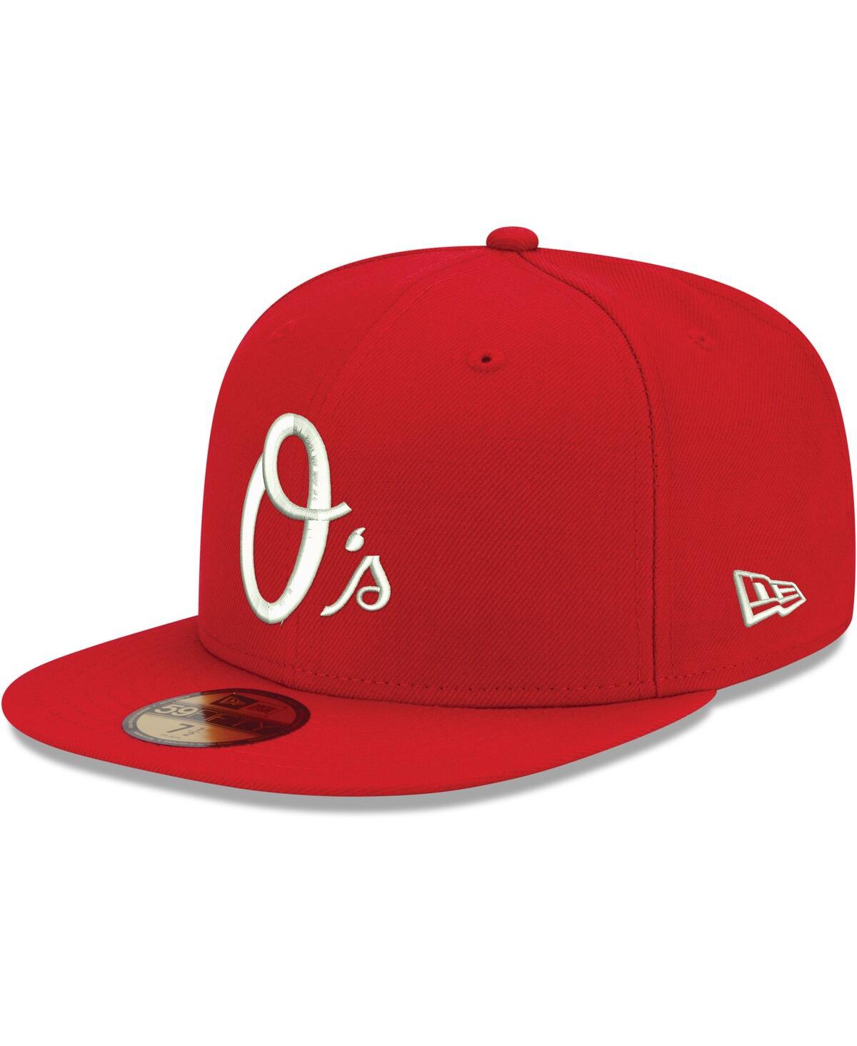 New Era Men's  Red Baltimore Orioles White Logo 59fifty Fitted Hat