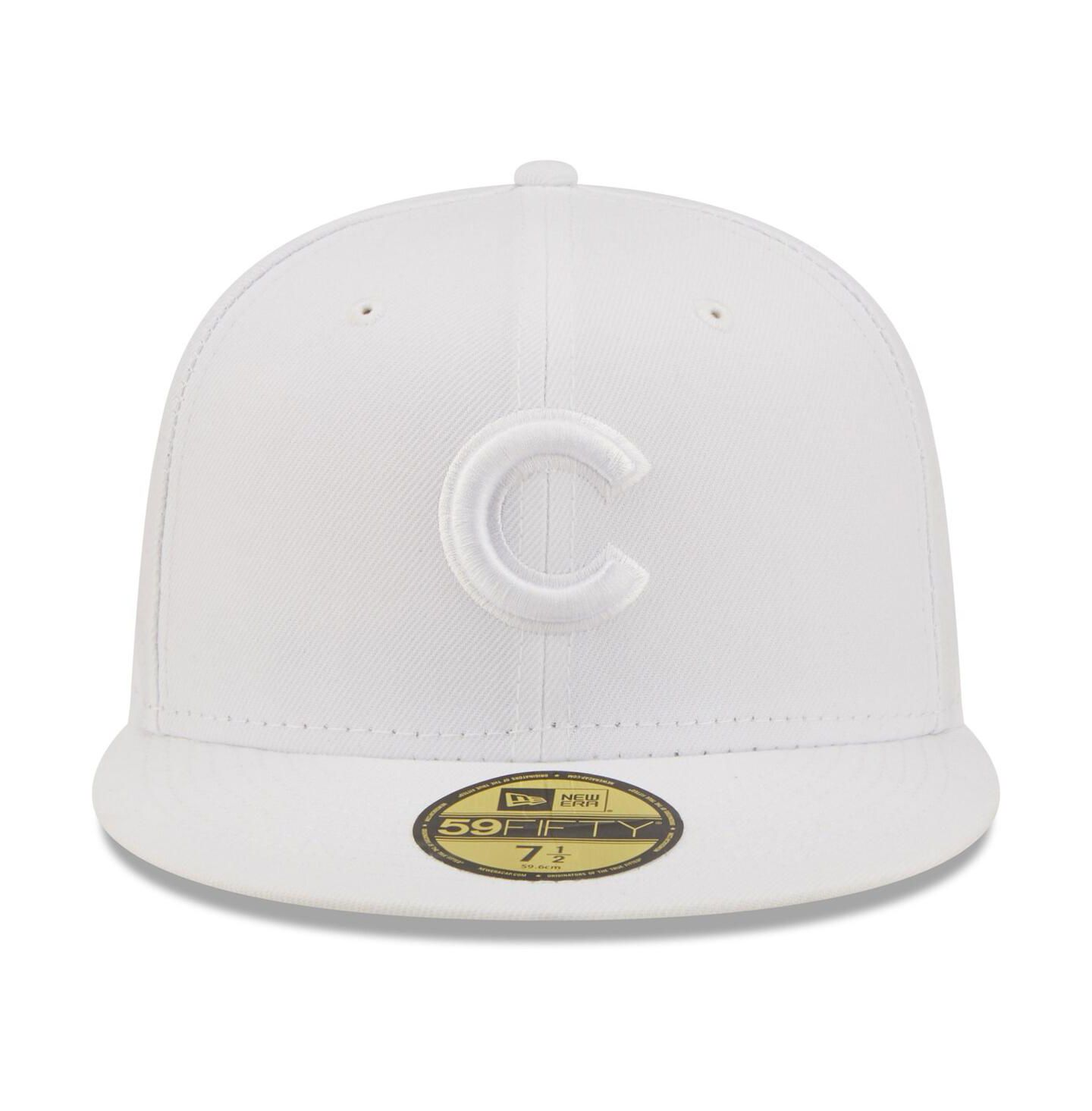 Мужская кепка New Era Chicago Cubs White on White 59FIFTY Fitted Hat — фото 2
