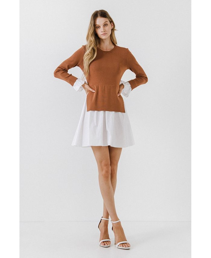 English factory knit combo dress top