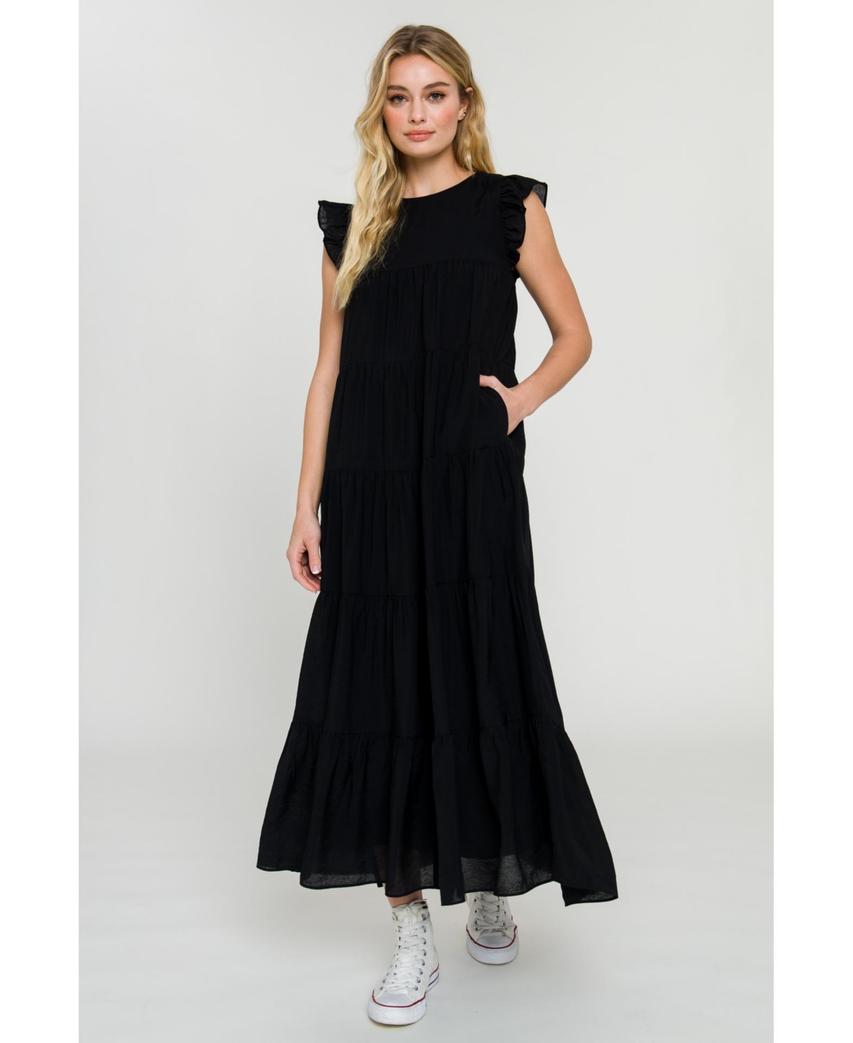 English Factory Tiered Maxi Dress In Black