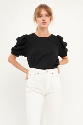 Women's Pleated Puff Sleeve Top
