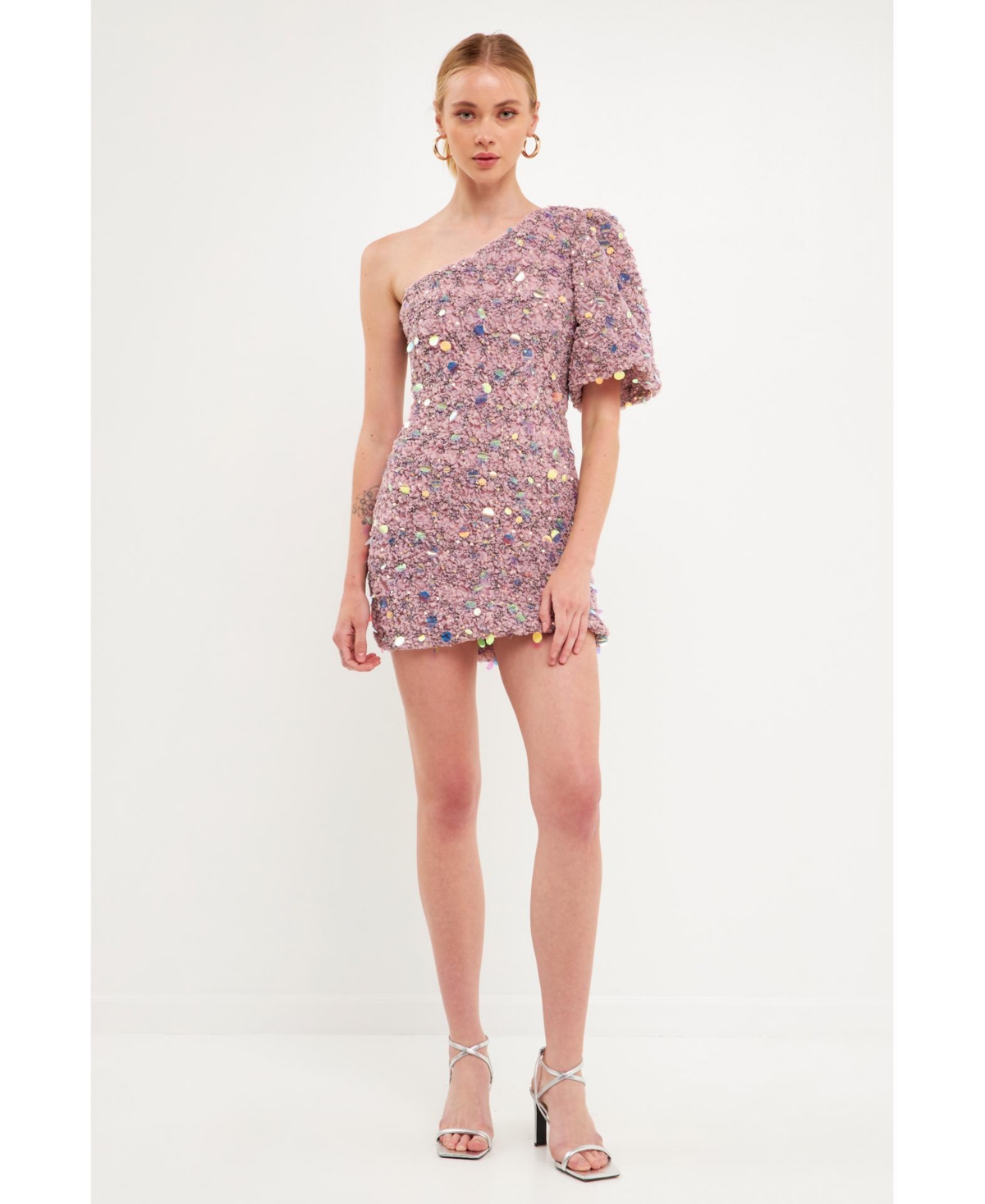 Shop Endless Rose Women's One Shoulder Sequin Mini Dress In Dusty Lavender