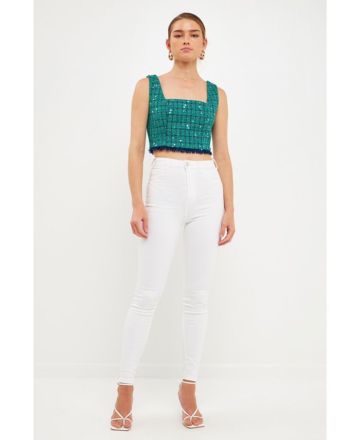 endless rose Women's Cropped Tweed Tank Top Macy's