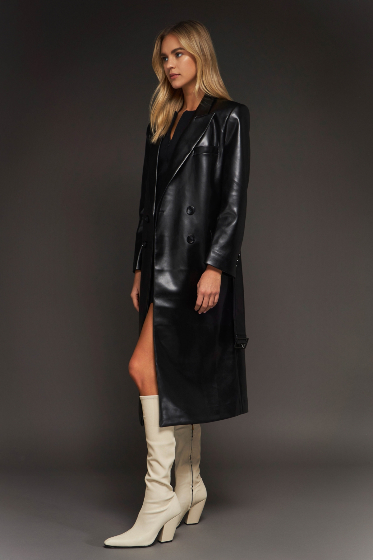 Grey Lab Women's Leather Trench Coat