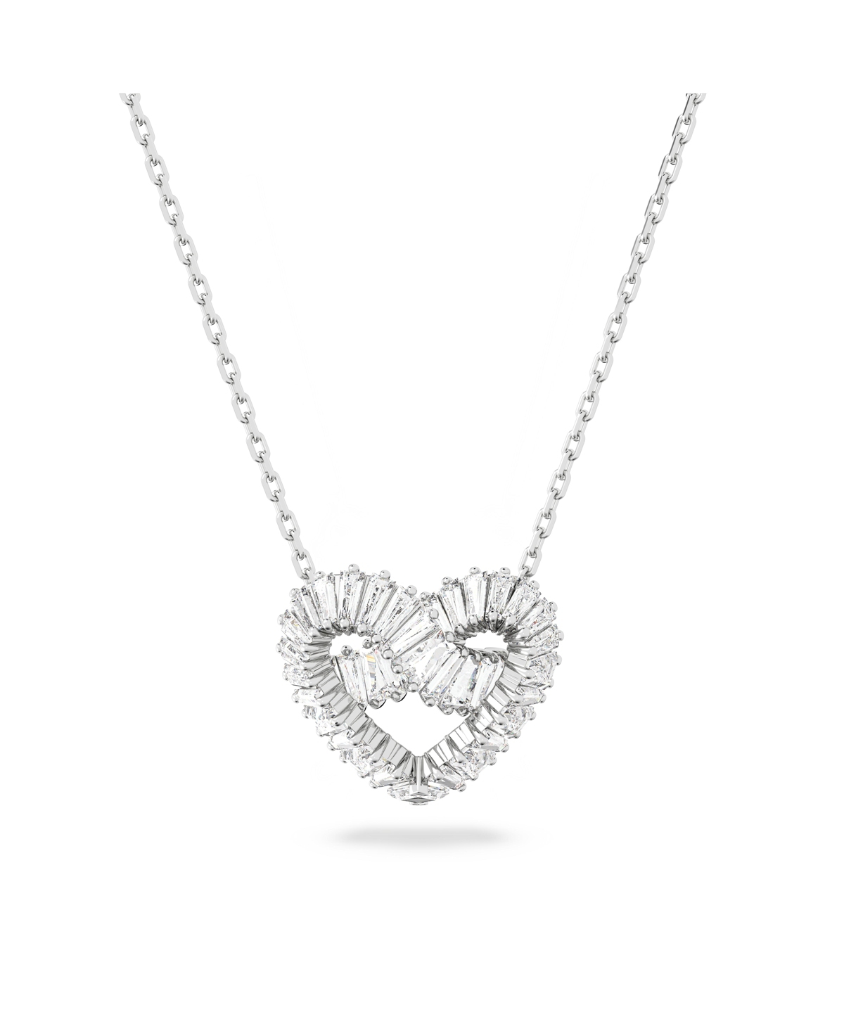 Shop Swarovski Crystal Mixed Cuts Heart Matrix Pendant Necklace In Silver