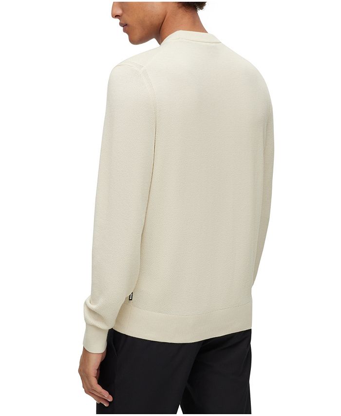 Hugo Boss Men's CrewNeck Structured Cotton Stripe Details Sweater Macy's