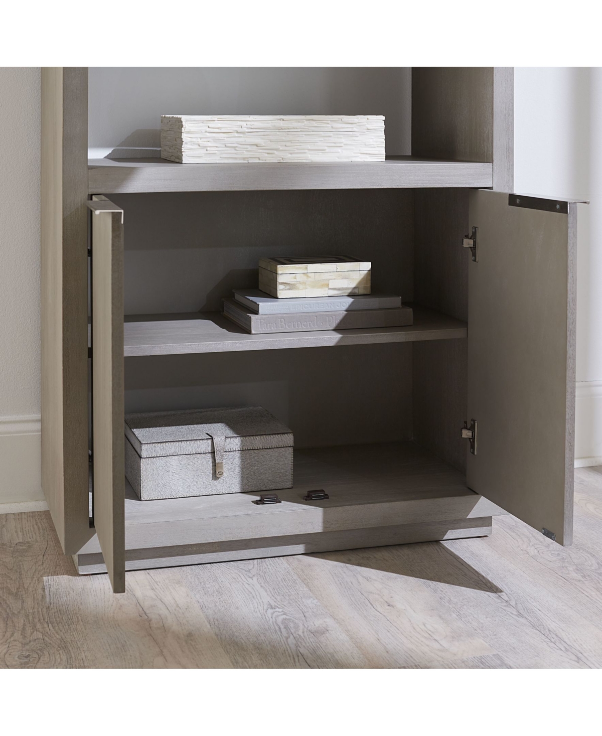 MACY'S TIVIE 74" WOOD FLOATING BASE BOOKSHELF 