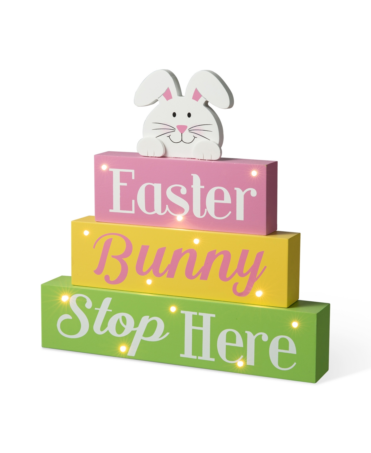 Glitzhome 12" L Easter Led Lighted Wooden Bunny Block Word Sign In Multi