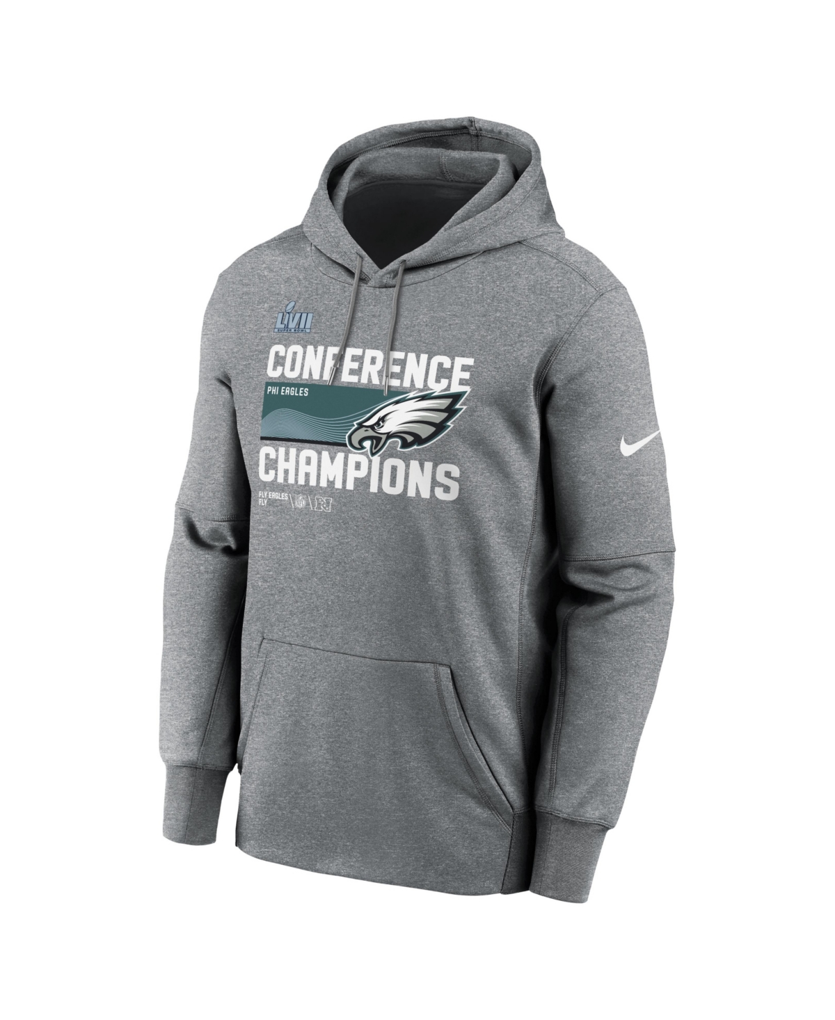 Nike Men's  Heather Charcoal Philadelphia Eagles 2022 Nfc Champions Trophy Collection Pullover Hoodie