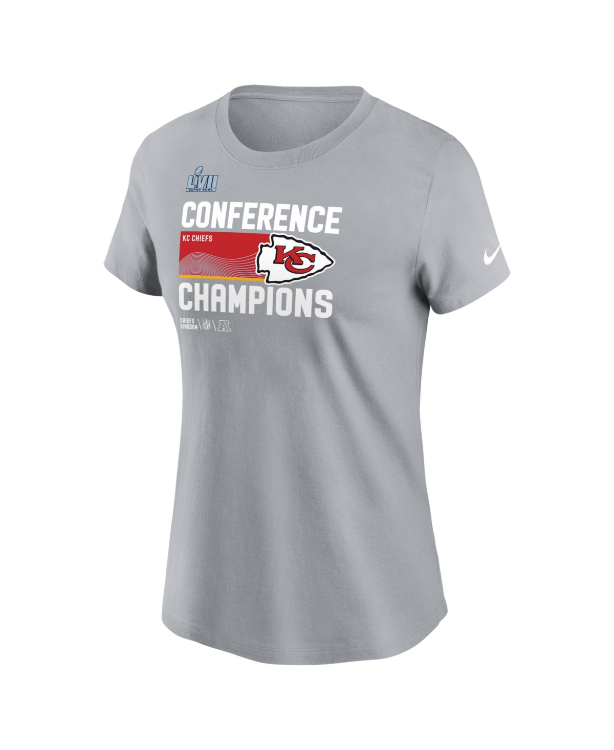 Nike Women's  Gray Kansas City Chiefs 2022 Afc Champions Trophy Collection T-shirt