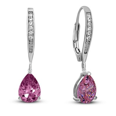 Elegant Sterling Silver Dangling Pear-Shaped Cubic Zirconia Earrings